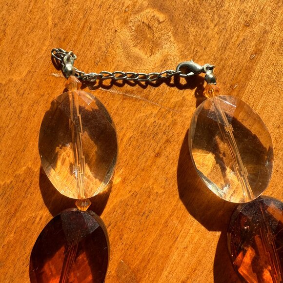 Faceted Lucite Clear & Brown Vintage Necklace - Picture 6 of 6